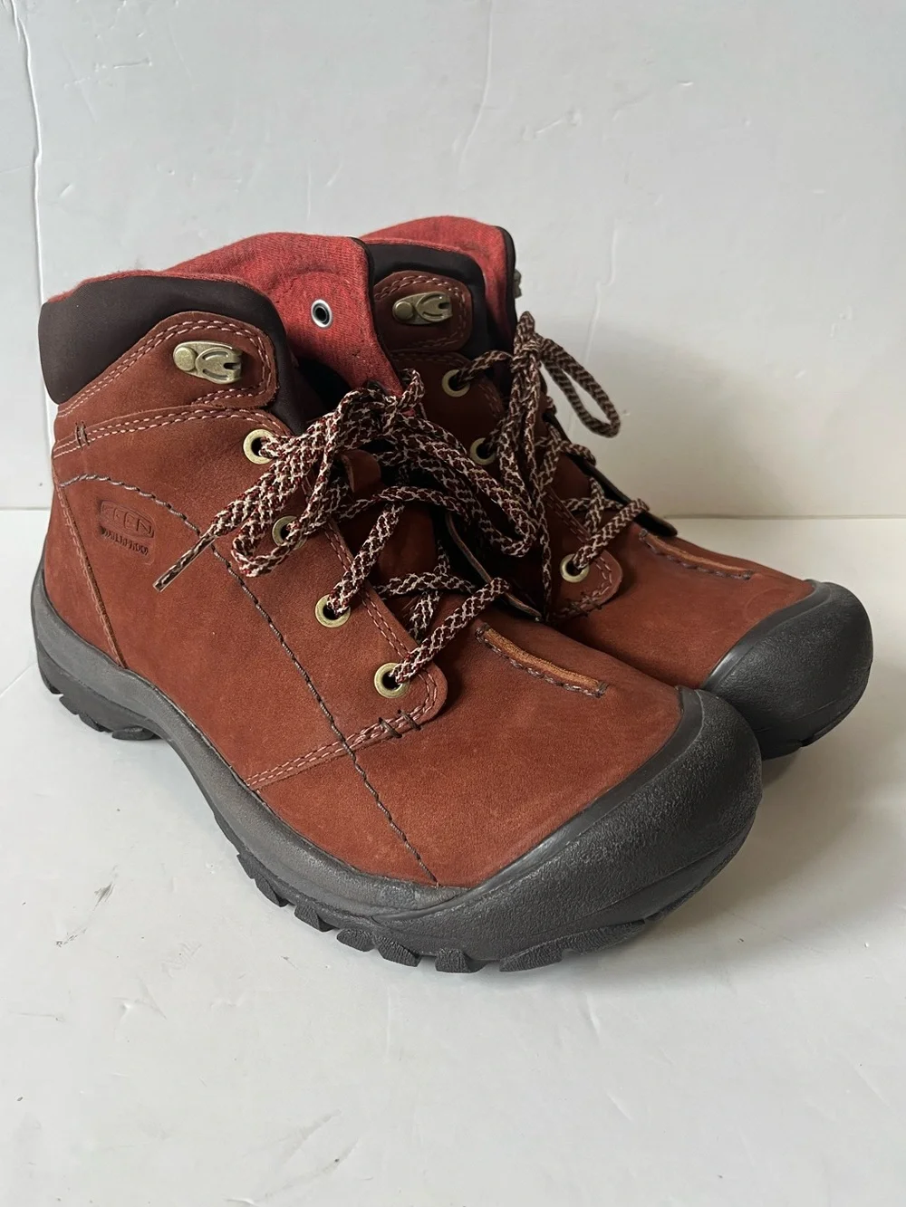Keen Kaci Winter Mid waterproof Rust Brown Lace-Up Leather Hiking boots size 8